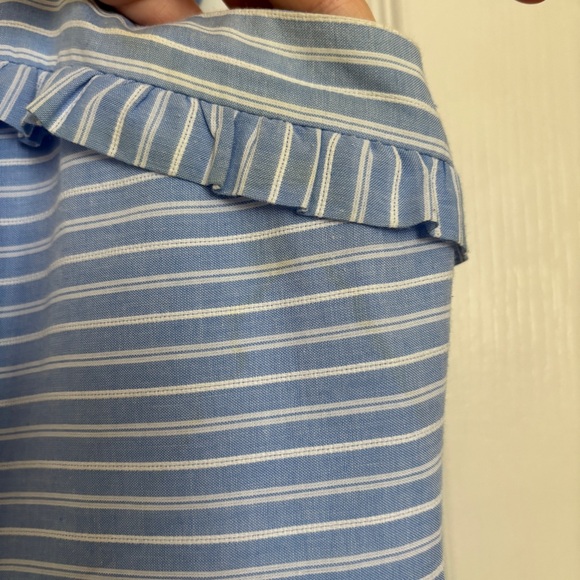 Gal Meets Glam Courtney Blue and White Tiered Striped Dress Size 14 - Picture 4 of 9